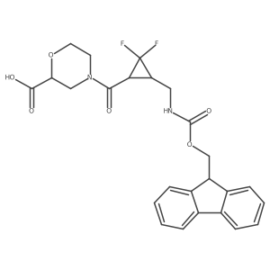 rac-4-[(1R,3S)-3-[({[(9H-fluoren-9-yl)methoxy]carbonyl}amino)methyl]-2,2-difluorocyclopropanecarbonyl]morpholine-2-carboxylic acid Structure