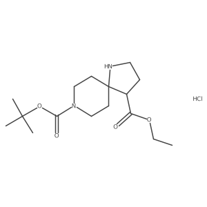 8-Tert-butyl 4-ethyl 1,8-diazaspiro[4.5]decane-4,8-dicarboxylate hydrochloride结构式