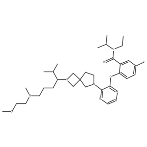 (S)-N-Ethyl-5-fluoro-N-isopropyl-2-((5-(2-(6-((2-methoxyethyl)(methyl)amino)-2-methylhexan-3-yl)-2,6-diazaspiro[3.4]octan-6-yl)-1,2,4-triazin-6-yl)oxy)benzamide结构式