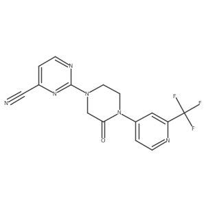 2-{3-Oxo-4-[2-(trifluoromethyl)pyridin-4-yl]piperazin-1-yl}pyrimidine-4-carbonitrile结构式