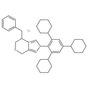 (S)-5-Benzyl-2-(2,4,6-tricyclohexylphenyl)-5,6-dihydro-8H-[1,2,4]triazolo[3,4-c][1,4]oxazin-2-ium chloride结构式