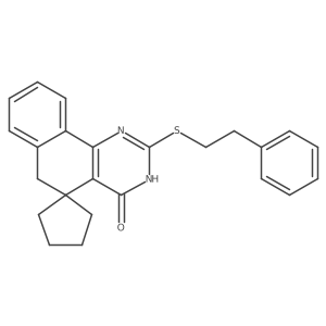 2-[(2-phenylethyl)sulfanyl]-5,6-dihydrospiro(benzo[h]quinazoline-5,1'-cyclopentane)-4(3H)-one结构式