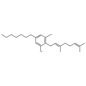 2-[(2E)-3,7-dimethylocta-2,6-dienyl]-5-heptylbenzene-1,3-diol结构式