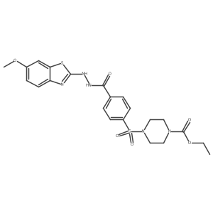 Ethyl 4-((4-(2-(6-methoxybenzo[d]thiazol-2-yl)hydrazinecarbonyl)phenyl)sulfonyl)piperazine-1-carboxylate结构式