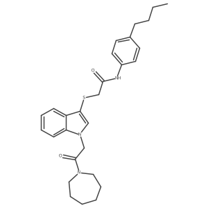2-({1-[2-(azepan-1-yl)-2-oxoethyl]-1H-indol-3-yl}sulfanyl)-N-(4-butylphenyl)acetamide结构式