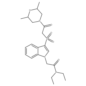 2-(3-((2-(2,6-dimethylmorpholino)-2-oxoethyl)sulfonyl)-1H-indol-1-yl)-N,N-diethylacetamide结构式