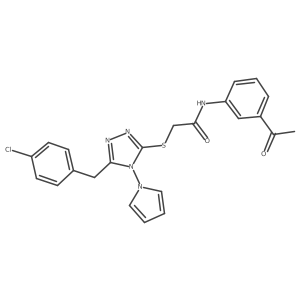 N-(3-acetylphenyl)-2-({5-[(4-chlorophenyl)methyl]-4-(1H-pyrrol-1-yl)-4H-1,2,4-triazol-3-yl}sulfanyl)acetamide结构式