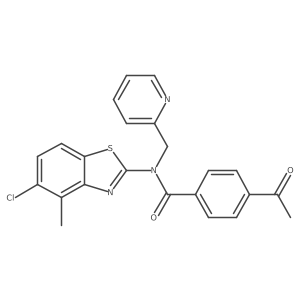 4-acetyl-N-(5-chloro-4-methylbenzo[d]thiazol-2-yl)-N-(pyridin-2-ylmethyl)benzamide结构式