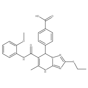 4-(2-(Ethylthio)-6-((2-methoxyphenyl)carbamoyl)-5-methyl-4,7-dihydro-[1,2,4]triazolo[1,5-a]pyrimidin-7-yl)benzoic acid Structure