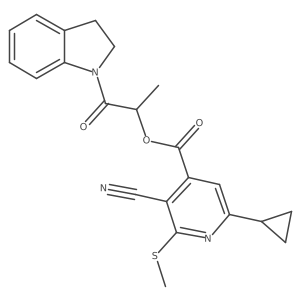 1-(2,3-dihydro-1H-indol-1-yl)-1-oxopropan-2-yl 3-cyano-6-cyclopropyl-2-(methylsulfanyl)pyridine-4-carboxylate结构式