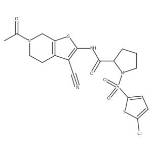 N-(6-acetyl-3-cyano-4,5,6,7-tetrahydrothieno[2,3-c]pyridin-2-yl)-1-((5-chlorothiophen-2-yl)sulfonyl)pyrrolidine-2-carboxamide Structure