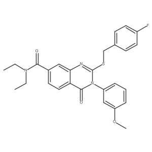 N,N-diethyl-2-((4-fluorobenzyl)thio)-3-(3-methoxyphenyl)-4-oxo-3,4-dihydroquinazoline-7-carboxamide Structure