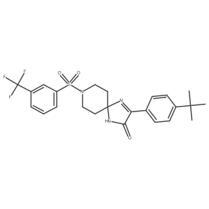 3-(4-(Tert-butyl)phenyl)-8-((3-(trifluoromethyl)phenyl)sulfonyl)-1,4,8-triazaspiro[4.5]dec-3-en-2-one结构式