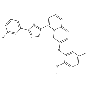 2-(6-(3-(3-fluorophenyl)-1,2,4-oxadiazol-5-yl)-2-oxopyridin-1(2H)-yl)-N-(2-methoxy-5-methylphenyl)acetamide结构式