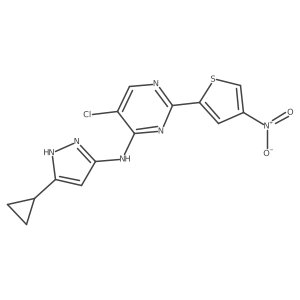 5-chloro-N-(5-cyclopropyl-1H-pyrazol-3-yl)-2-(4-nitro-2-thienyl)-pyrimidin-4-amine结构式