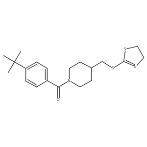 (4-(Tert-butyl)phenyl)(4-(((4,5-dihydrothiazol-2-yl)thio)methyl)piperidin-1-yl)methanone结构式