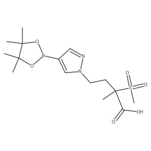 2-methyl-2-(methylsulfonyl)-4-[4-(4,4,5,5-tetramethyl-1,3,2-dioxaborolan-2-yl)-1H-pyrazol-1-yl]butanoic acid结构式