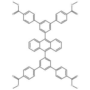 Tetramethyl 5',5''''-(anthracene-9,10-diyl)bis([1,1':3',1''-terphenyl]-4,4''-dicarboxylate)结构式