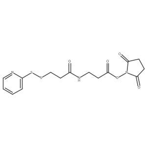 2,5-Dioxopyrrolidin-1-yl 3-(3-(pyridin-2-yldisulfanyl)propanamido)propanoate结构式