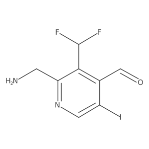 2-(Aminomethyl)-3-(difluoromethyl)-5-iodopyridine-4-carboxaldehyde Structure