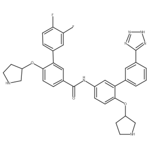 3',4'-difluoro-6-[(3S)-pyrrolidin-3-yloxy]-N-{6-[(3S)-pyrrolidin-3-yloxy]-3'-(2H-1,2,3,4-tetrazol-5-yl)-[1,1'-biphenyl]-3-yl}-[1,1'-biphenyl]-3-carboxamide结构式