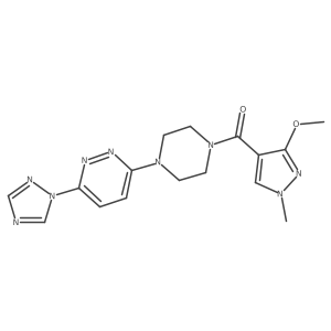 (4-(6-(1H-1,2,4-triazol-1-yl)pyridazin-3-yl)piperazin-1-yl)(3-methoxy-1-methyl-1H-pyrazol-4-yl)methanone Structure