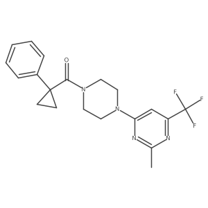 (4-(2-Methyl-6-(trifluoromethyl)pyrimidin-4-yl)piperazin-1-yl)(1-phenylcyclopropyl)methanone Structure