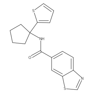 N-(1-(thiophen-2-yl)cyclopentyl)benzo[d]thiazole-6-carboxamide结构式