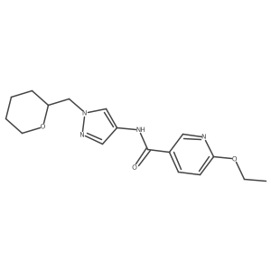 6-ethoxy-N-(1-((tetrahydro-2H-pyran-2-yl)methyl)-1H-pyrazol-4-yl)nicotinamide结构式