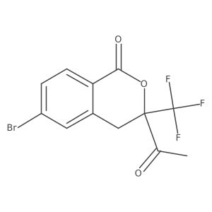 3-acetyl-6-bromo-3-(trifluoromethyl)-3,4-dihydro-1H-2-benzopyran-1-one结构式