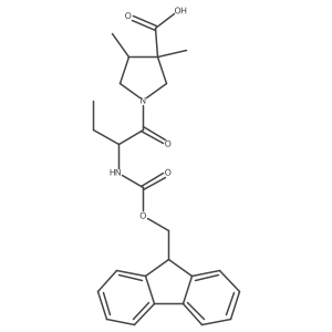 1-[(2R)-2-({[(9H-fluoren-9-yl)methoxy]carbonyl}amino)butanoyl]-3,4-dimethylpyrrolidine-3-carboxylic acid结构式