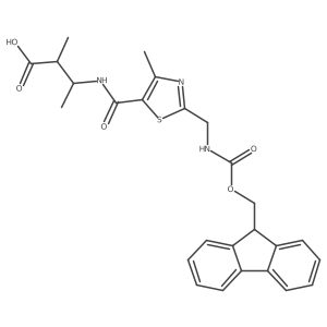 3-({2-[({[(9H-fluoren-9-yl)methoxy]carbonyl}amino)methyl]-4-methyl-1,3-thiazol-5-yl}formamido)-2-methylbutanoic acid结构式