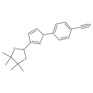 4-(3-(4,4,5,5-Tetramethyl-1,3,2-dioxaborolan-2-yl)-1H-pyrazol-1-yl)benzonitrile结构式