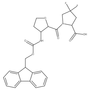 (2S)-1-[(2RS,3SR)-3-({[(9H-fluoren-9-yl)methoxy]carbonyl}amino)oxolane-2-carbonyl]-4,4-difluoropyrrolidine-2-carboxylic acid结构式