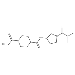 N-[1-(2-Methylpropanoyl)pyrrolidin-3-yl]-1-prop-2-enoylpiperidine-4-carboxamide结构式