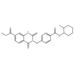 Methyl 3-(4-((2-methylcyclohexyl)carbamoyl)benzyl)-4-oxo-2-thioxo-1,2,3,4-tetrahydroquinazoline-7-carboxylate结构式