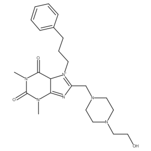 8-[[4-(2-hydroxyethyl)piperazin-1-yl]methyl]-1,3-dimethyl-7-(3-phenylpropyl)-5H-purin-7-ium-2,6-dione结构式