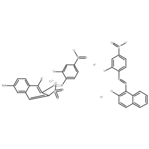Nc1ccc2c([O-])c(N=Nc3ccc([N+](=O)[O-])cc3[O-])c(S(=O)(=O)[O-])cc2c1.O=[N+]([O-])c1ccc(N=Nc2c([O-])ccc3ccccc23)c([O-])c1.[Cr+3].[H+].[H+]结构式