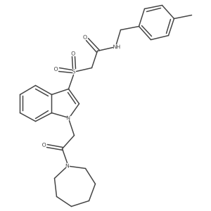 2-((1-(2-(azepan-1-yl)-2-oxoethyl)-1H-indol-3-yl)sulfonyl)-N-(4-methylbenzyl)acetamide Structure