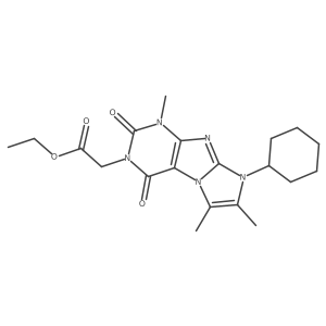 Ethyl 2-(6-cyclohexyl-4,7,8-trimethyl-1,3-dioxopurino[7,8-a]imidazol-2-yl)acetate结构式