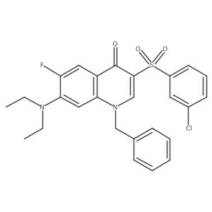 1-benzyl-3-((3-chlorophenyl)sulfonyl)-7-(diethylamino)-6-fluoroquinolin-4(1H)-one Structure