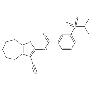 N-(3-cyano-5,6,7,8-tetrahydro-4H-cyclohepta[b]thiophen-2-yl)-3-(isopropylsulfonyl)benzamide结构式