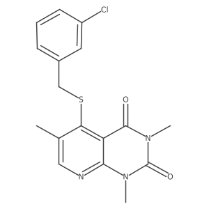5-((3-chlorobenzyl)thio)-1,3,6-trimethylpyrido[2,3-d]pyrimidine-2,4(1H,3H)-dione结构式