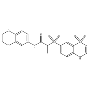 N-(2,3-dihydrobenzo[b][1,4]dioxin-6-yl)-2-((1,1-dioxido-4H-benzo[e][1,2,4]thiadiazin-7-yl)sulfonyl)propanamide结构式