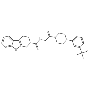 N-(2-oxo-2-{4-[3-(trifluoromethyl)phenyl]piperazin-1-yl}ethyl)-1,3,4,9-tetrahydro-2H-beta-carboline-2-carboxamide结构式