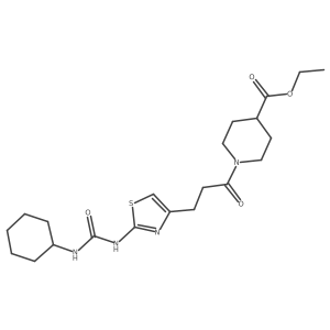 Ethyl 1-(3-(2-(3-cyclohexylureido)thiazol-4-yl)propanoyl)piperidine-4-carboxylate结构式