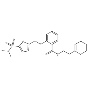 N-(2-(cyclohex-1-en-1-yl)ethyl)-2-((5-(N,N-dimethylsulfamoyl)furan-2-yl)methoxy)benzamide结构式