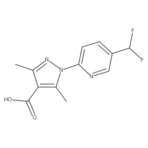 1-[5-(Difluoromethyl)-2-pyridinyl]-3,5-dimethyl-1H-pyrazole-4-carboxylic acid结构式