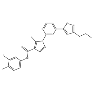 N-(3-fluoro-4-methylphenyl)-5-methyl-1-[4-(3-propyl-1,2,4-oxadiazol-5-yl)pyridin-2-yl]-1H-pyrazole-4-carboxamide结构式