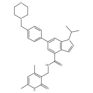 1H-Indazole-4-carboxaMide, N-[(1,2-dihydro-4,6-diMethyl-2-oxo-3-pyridinyl)Methyl]-1-(1-Methylethyl)-6-[4-(4-MorpholinylMethyl)phenyl]- Structure
